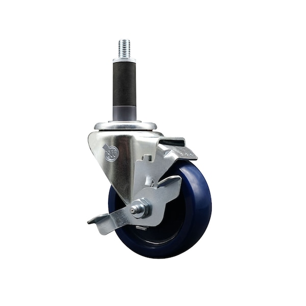 3.5'' SS Solid Poly Swivel 1'' Expanding Stem Caster with Brake